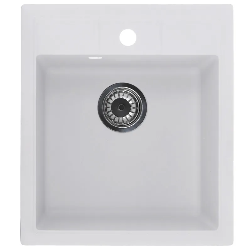 Кухонна мийка ZERIX ZS-4651S-01 Біла, гранітна, 1 чаша, 460x515 мм (ZX4563)