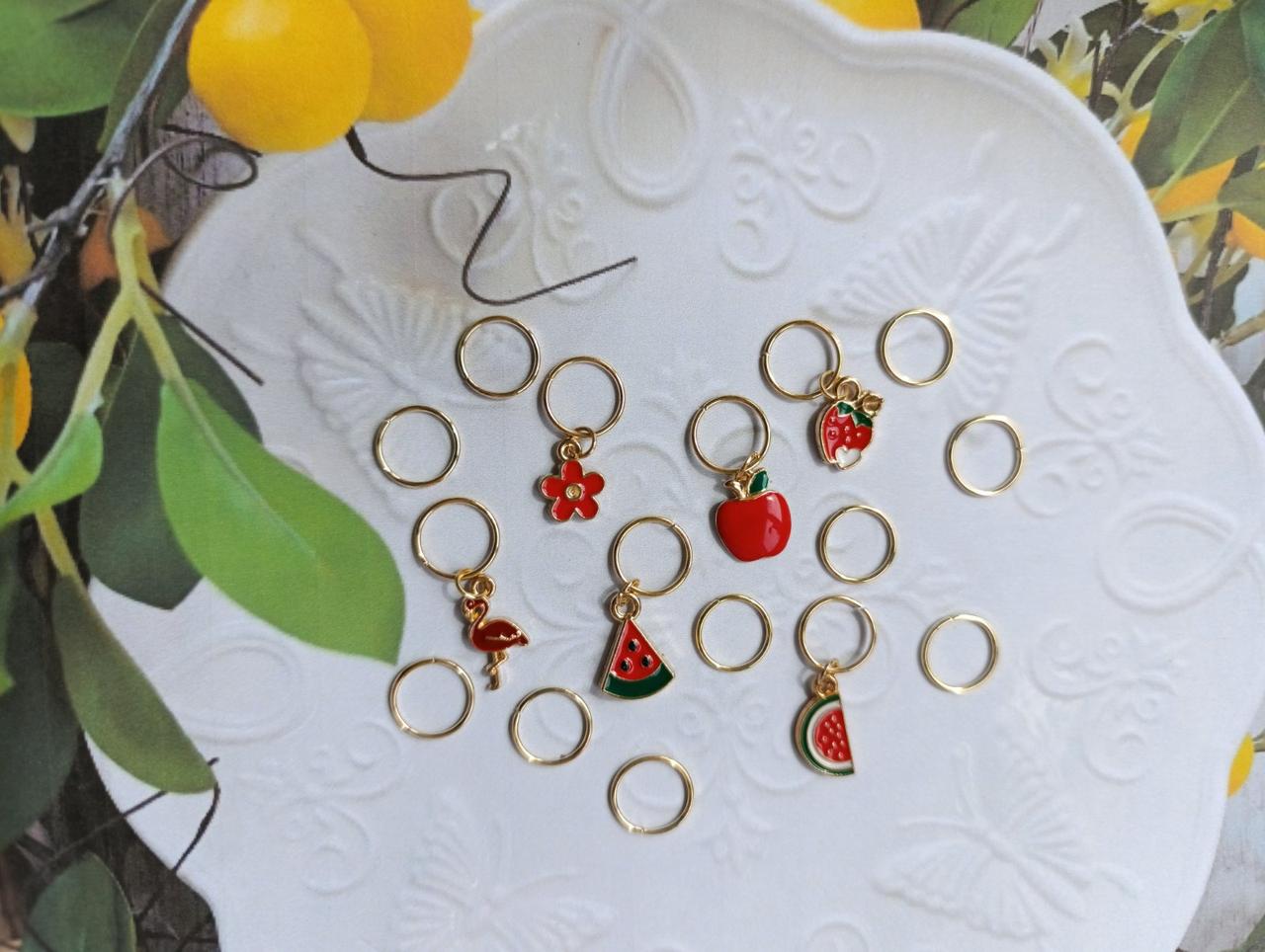 Набір прикрас для волосся 16шт №63: пірсинг для волосся з підвісками, золотисті підвіски з емалью., фото 1