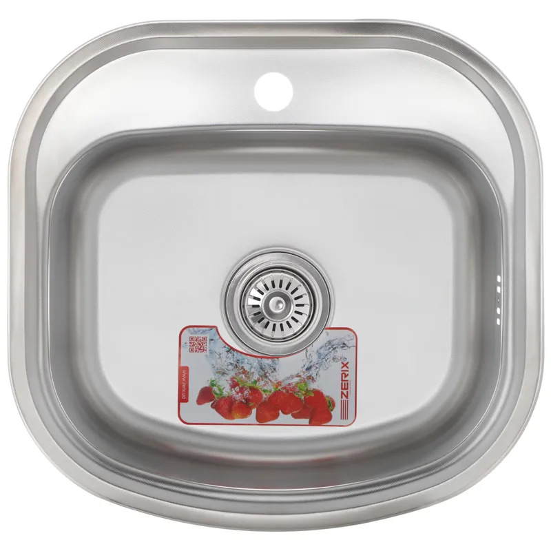 Кухонна мийка ZERIX Z4947-08-180MD з нержавіючої сталі, 1 чаша, врізна, сталевий декор (ZS0569)