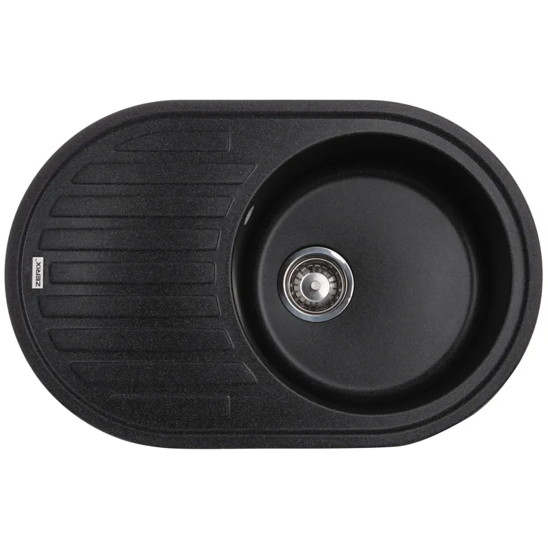 Кухонна мийка ZERIX ZS-7750R-13 Графітова, гранітна, овальна, 760 мм (ZX4561)
