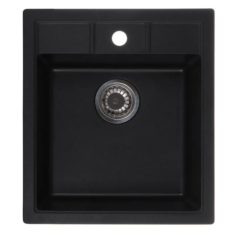Кухонна мийка ZERIX ZS-4651S-14 Чорний металік, 1 чаша, врізне гранітне миття (ZX4570)