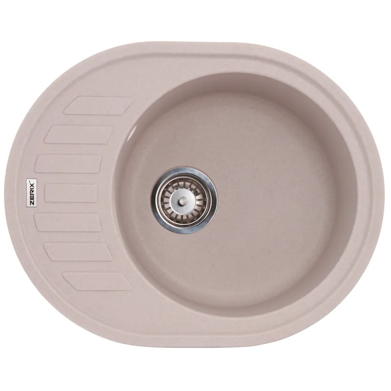 Кухонна мийка ZERIX ZS-6250R-06 бежевий граніт, врізна, 620x500 мм (ZX4549)
