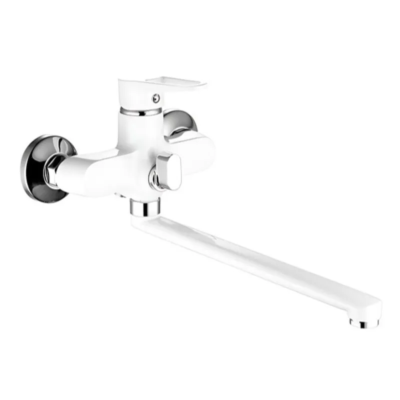 Змішувач для ванни Mixxus Elba 006 (EURO) WHITE, одноважільний, довгий вилив (MI6588)