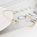 Жіночий браслет-манжет Вузол браслет з вузлом золотистий колір, фото 3