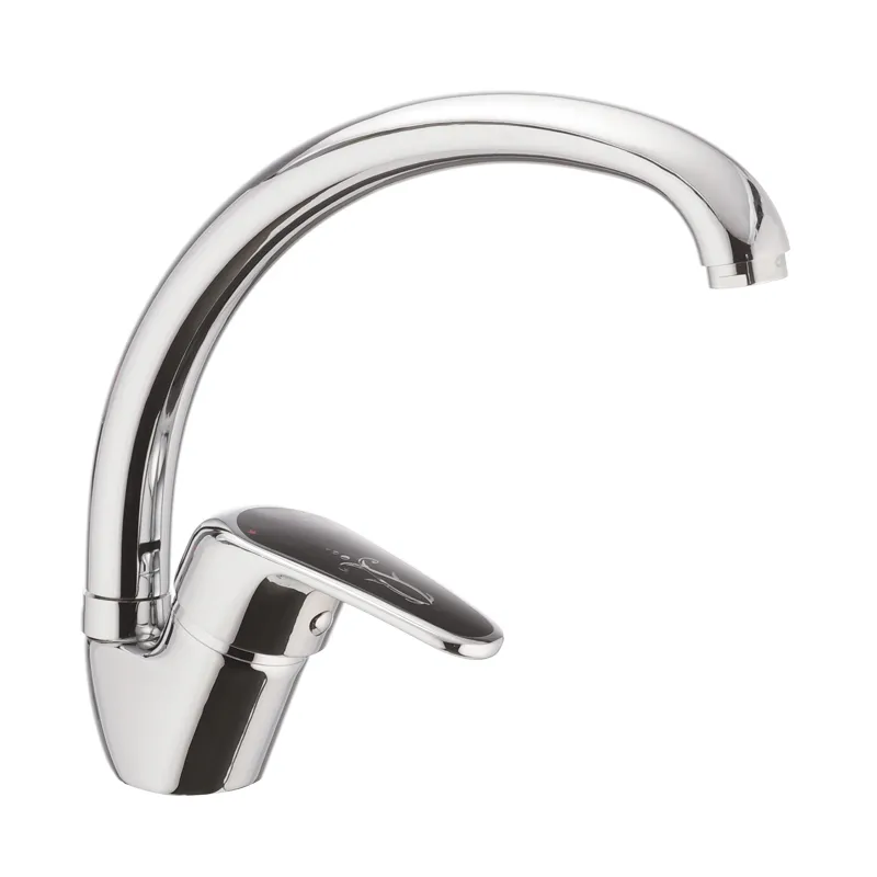 Змішувач для кухні CRON MAGIC 777 з чорною ручкою, високий, хромований (CR0115)