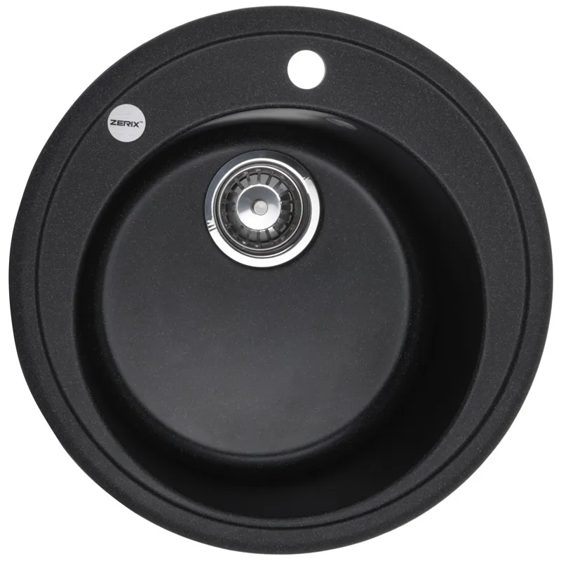 Кухонна мийка ZERIX ZS-510R-13 Графітна, гранітна, врізна, 510 мм (ZX4537)