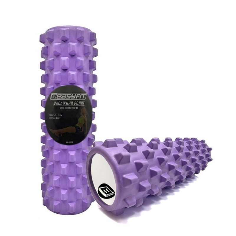 Масажний ролик EasyFit EF-2029-V, EVA-піна, фіолетовий, 45×14 см - для йоги, фітнесу, реабілітації, фото 1