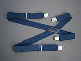 Підтяжки чоловічі Батал на зріст до 200 см Х-подібні 40 мм 4 застібки синій джинс, фото 9