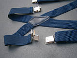 Підтяжки чоловічі Батал на зріст до 200 см Х-подібні 40 мм 4 застібки синій джинс, фото 10