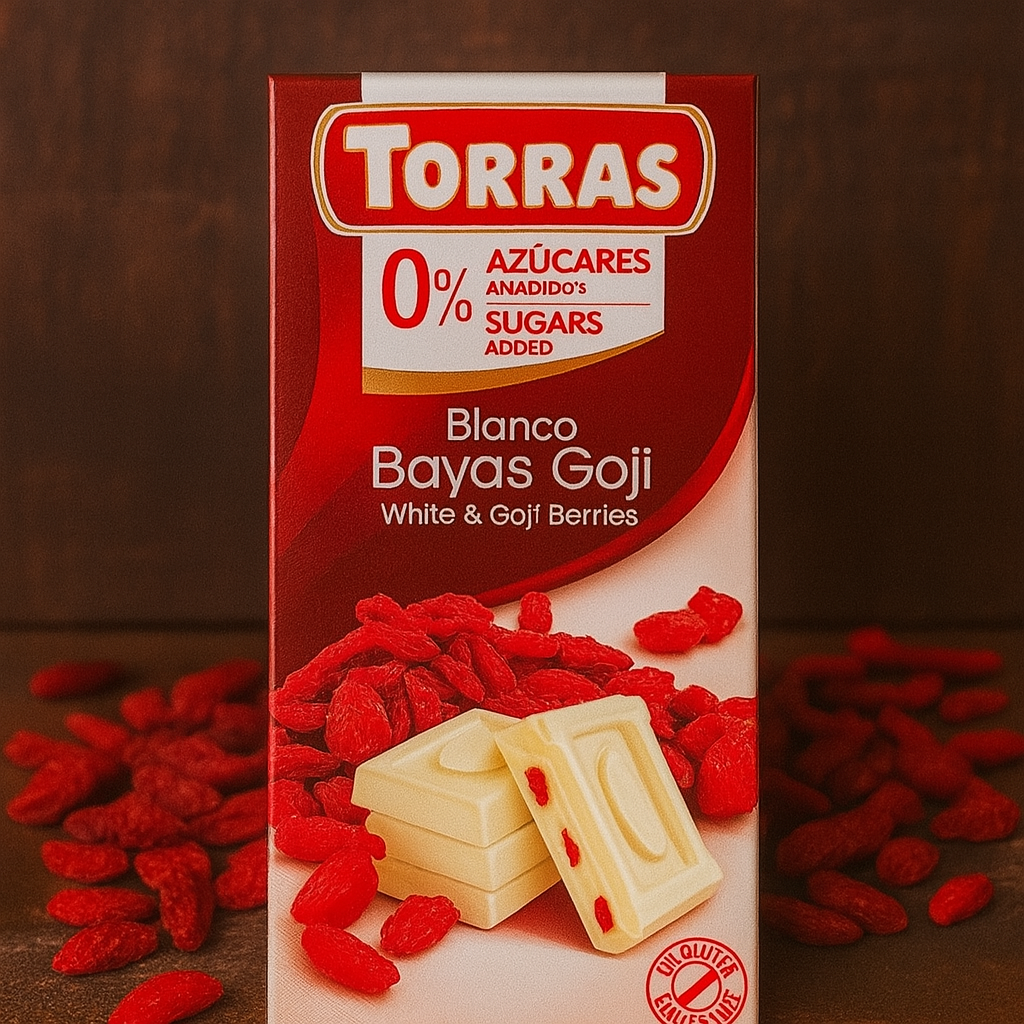 Шоколад білий з ягодами годжі Torras без цукру та глютена 😍 75 гр. Іспанія, фото 1