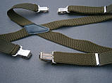 Підтяжки чоловічі Батал на зріст до 200 см Х-подібні 40 мм 4 застібки олива, фото 10
