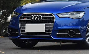 Передній бампер з чорною решіткою S6-Style (2014–2017) для Ауди A6 C7 2011-2017 рр