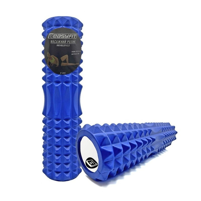 Масажний ролик EasyFit EF-2028-BL, EVA-піна, синій, 45×13 см - для йоги, фітнесу, реабілітації, фото 1