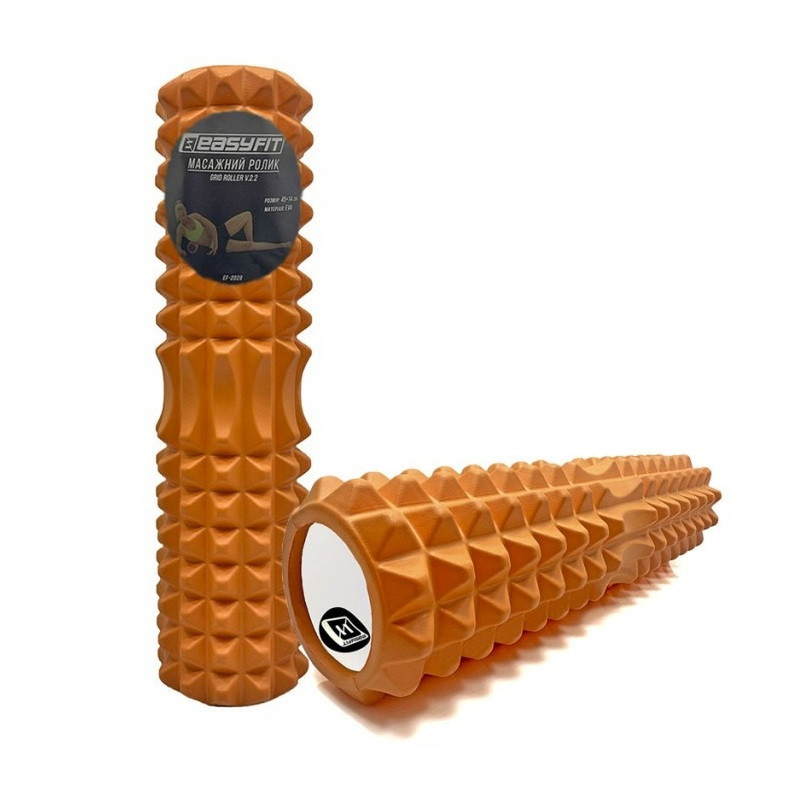 Масажний ролик EasyFit EF-2028-OR, EVA-піна, помаранчевий, 45×13 см - для йоги, фітнесу, реабілітації, фото 1