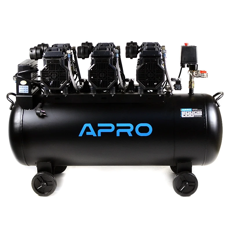 Компресор шестициліндровий безмасляний OFE-100 3х1.5кВт 712л/хв 8Бар 100л (2 крана) APRO 850174, фото 1