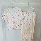 Жіночі піжами №С0929 Білий з рожевими серцями, фото 2