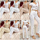 Жіночі піжами №С0929 Білий з рожевими серцями, фото 3