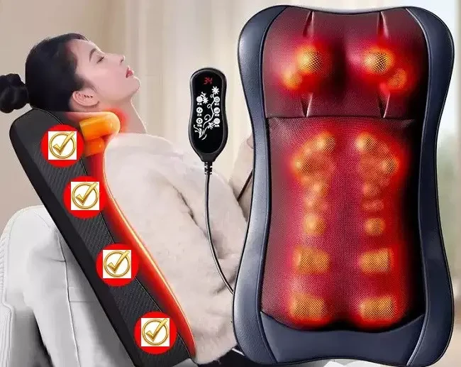 Масажна подушка AUX AQA-24D-34 для спини, шиї, попереку та плечей з роликовим масажем та підігрівом, фото 1