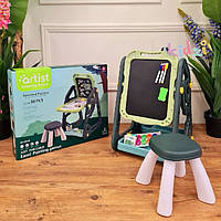 Мольберт двосторонній мольберт Artist Drawing Board 050-30 зі стільчиком