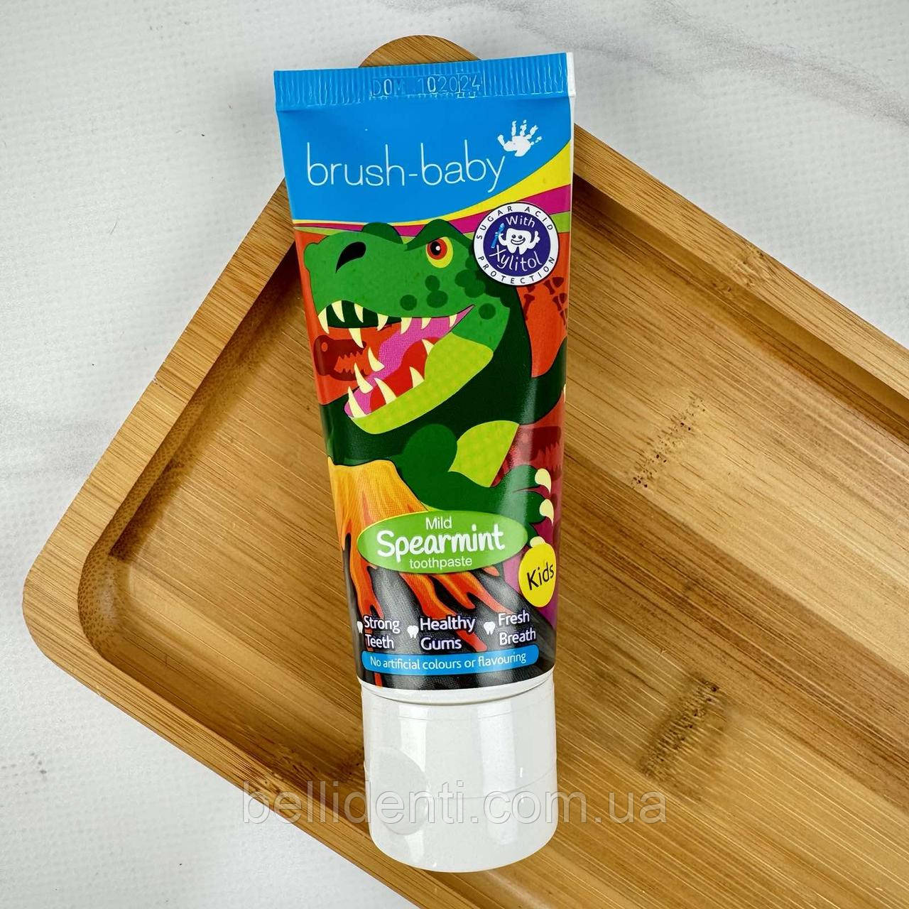 Дитяча зубна паста Brush-Baby Динозаврик від 3 років (фтор 1350, м'яка м'ята), 50 мл
