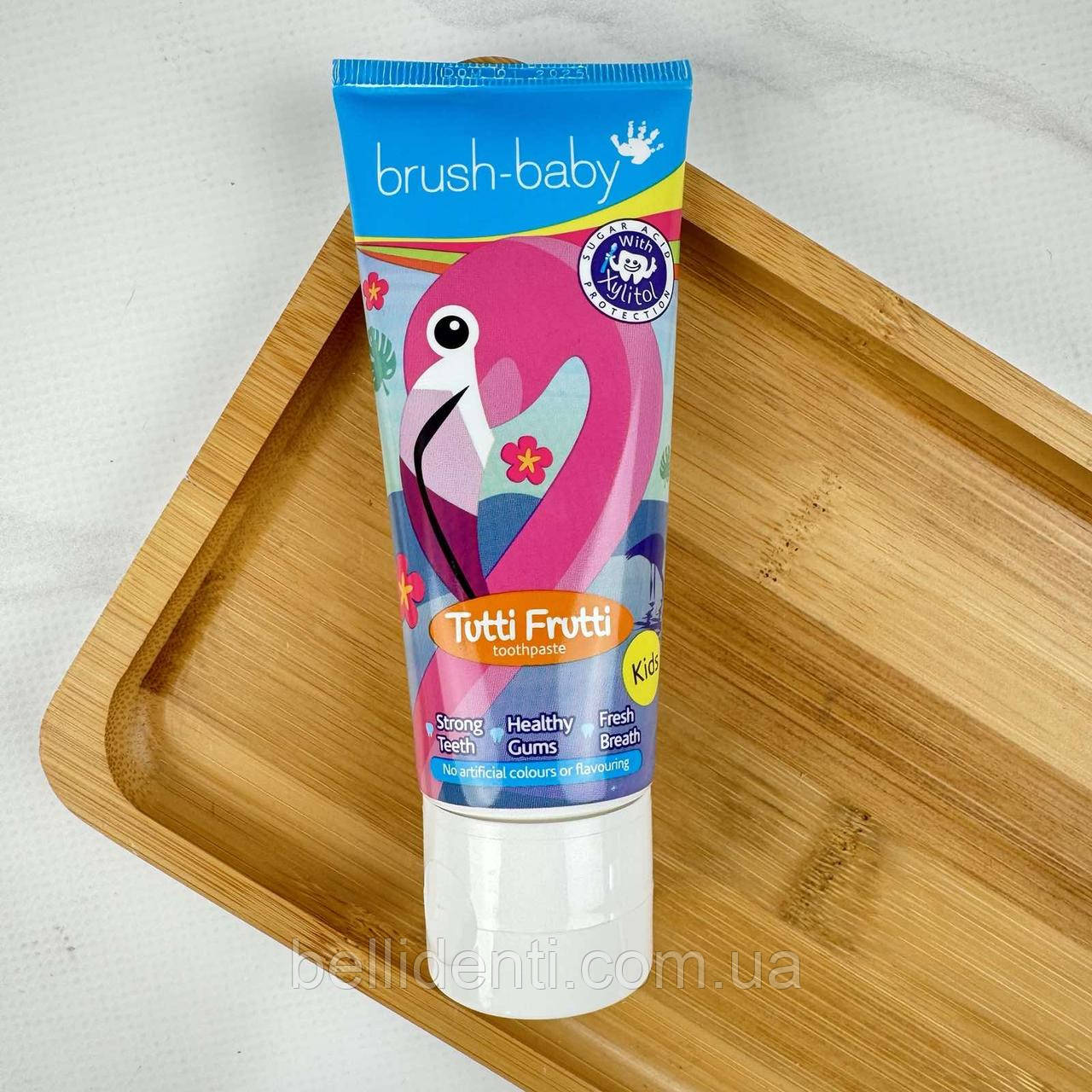 Дитяча зубна паста Brush-Baby Фламінго від 3 років (фтор 1350, смак тутті-фрутті) 50 мл