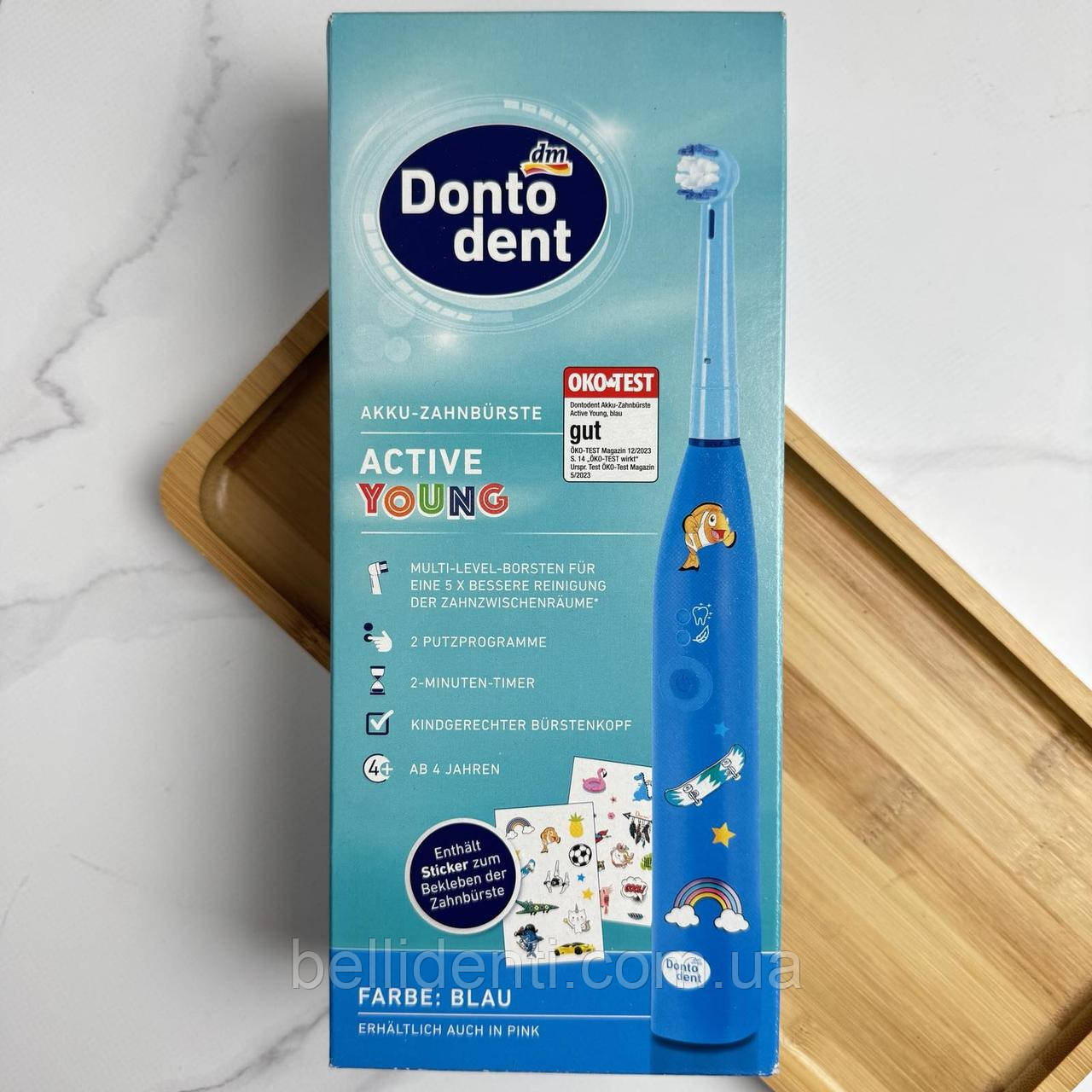 Електрична дитяча зубна щітка Dontodent Active Young (блакитна), 1 шт, фото 1