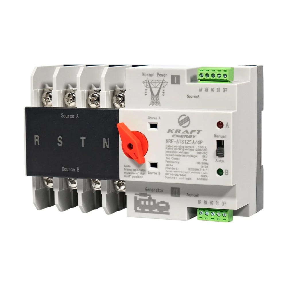 Автоматичний перемикач (АВР) під DIN-рейку Kraft KRF-ATS125A/4p 4 полюси, фото 1