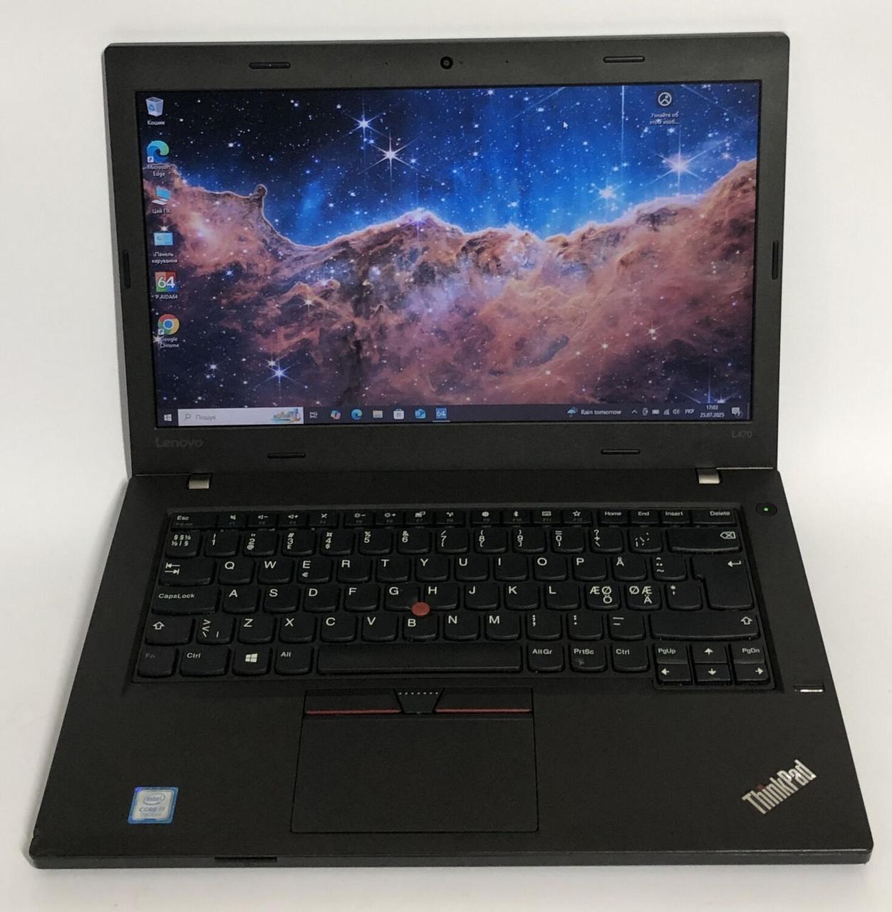 Б/в Ноутбук Б-клас Lenovo ThinkPad L470 14" 1366x768| Core i7-7500U| 8 GB RAM| 256 GB SSD| Radeon R5 M430 2GB