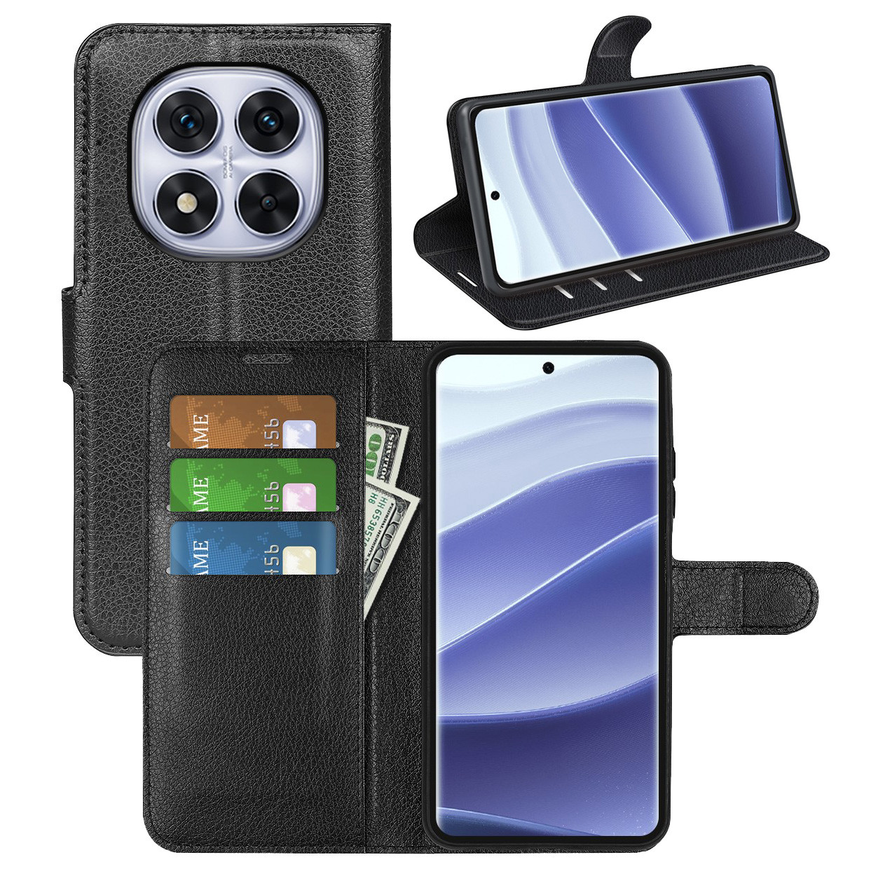 Чохол-книжка Litchie Wallet для Xiaomi Redmi Note 14 Pro 5G / Poco X7 Black, фото 1