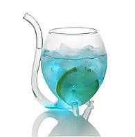 Склянка для віна та інших напоїв оригінальної форми, скляна трубка 300 мл