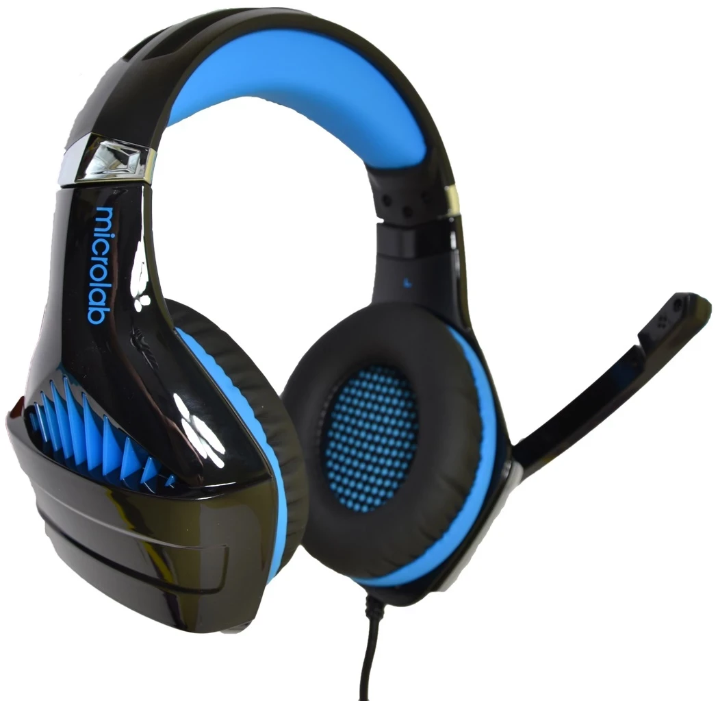 Навушники з мікрофоном Microlab G6 black+blue