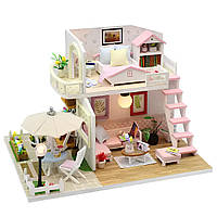 Ляльковий дерев'яний будиночок CuteBee. Конструктор мініатюрний ляльковий будиночок з підсвічуванням 20x17x16.5см