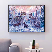 Набір для вишивання хрестиком Вовки в лісі 40х40 см, 14 ct. Набір для рукоділля