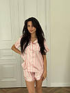 Піжама жіноча ШОВК VS СМУЖКА РОЖЕВА сорочка+шорти 052/21, фото 2