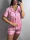 Піжама жіноча ШОВК VS СМУЖКА РОЖЕВА із сердечком сорочка+шорти 052/21, фото 6