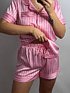Піжама жіноча ШОВК VS СМУЖКА РОЖЕВА із сердечком сорочка+шорти 052/21, фото 10