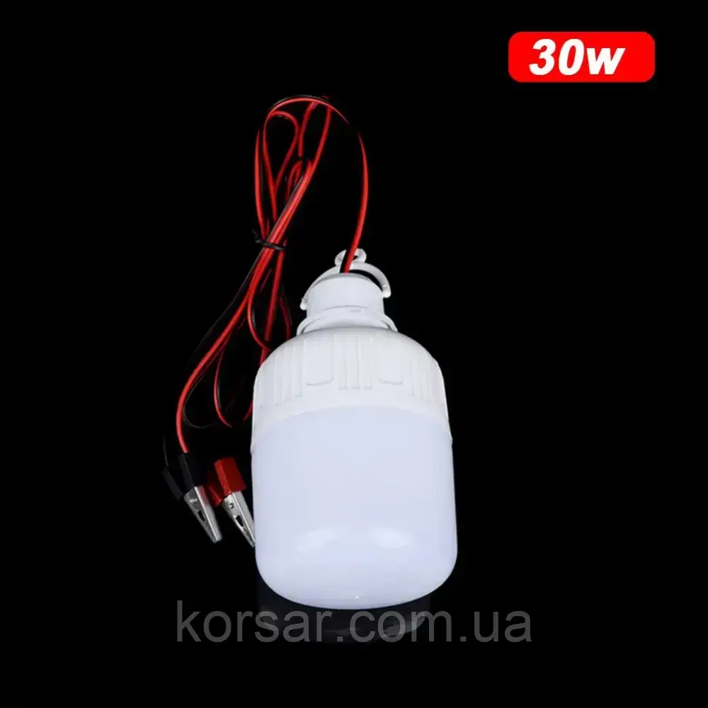 Кемпінгова лампа ліхтар LED світлодіодний. Резервна лампа з крокодилами 12 V 20 W з підвісом. Аварійна лампа з, фото 1