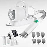 Набір для грумінгу 7в1 машинка для стрижки тварин та насадка на пилосос для вичісування PetChois Білий, фото 2