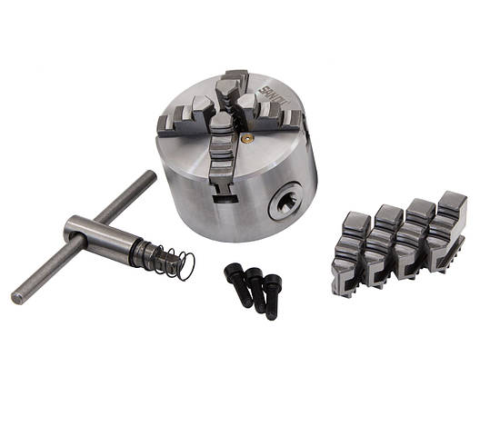 Токарний патрон К12-100, 4 кулачки, самоцентрувальний, зі зворотними кулачками, внутрішній діаметр 22 мм, фото 2