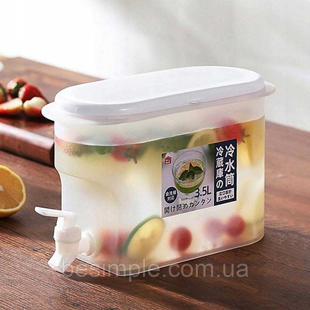 Контейнер харчовий з краном 3,5 л / Контейнер-лимонадник / Пластиковий лимонадник з краном для напоїв, фото 1