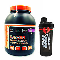 Гейнер для набору маси 3 кг, зростання м'язів, для худих, спортсменів, чоловіків з креатином + шейкер у подарунок