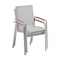 Стілець з тиковими підлокітниками KETTLER Diamond, сріблястий