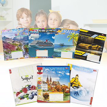 Зошит на 36 аркушів з кольоровою обкладинкою в клітинку "Мрії" "mix" Упаковка 16 шт.