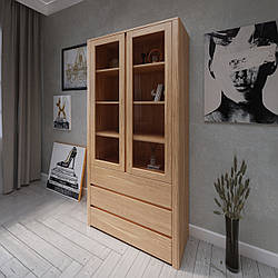 Дерев'яний сервант "Еко" в спальню з двома дверцями та трьома шухлядами