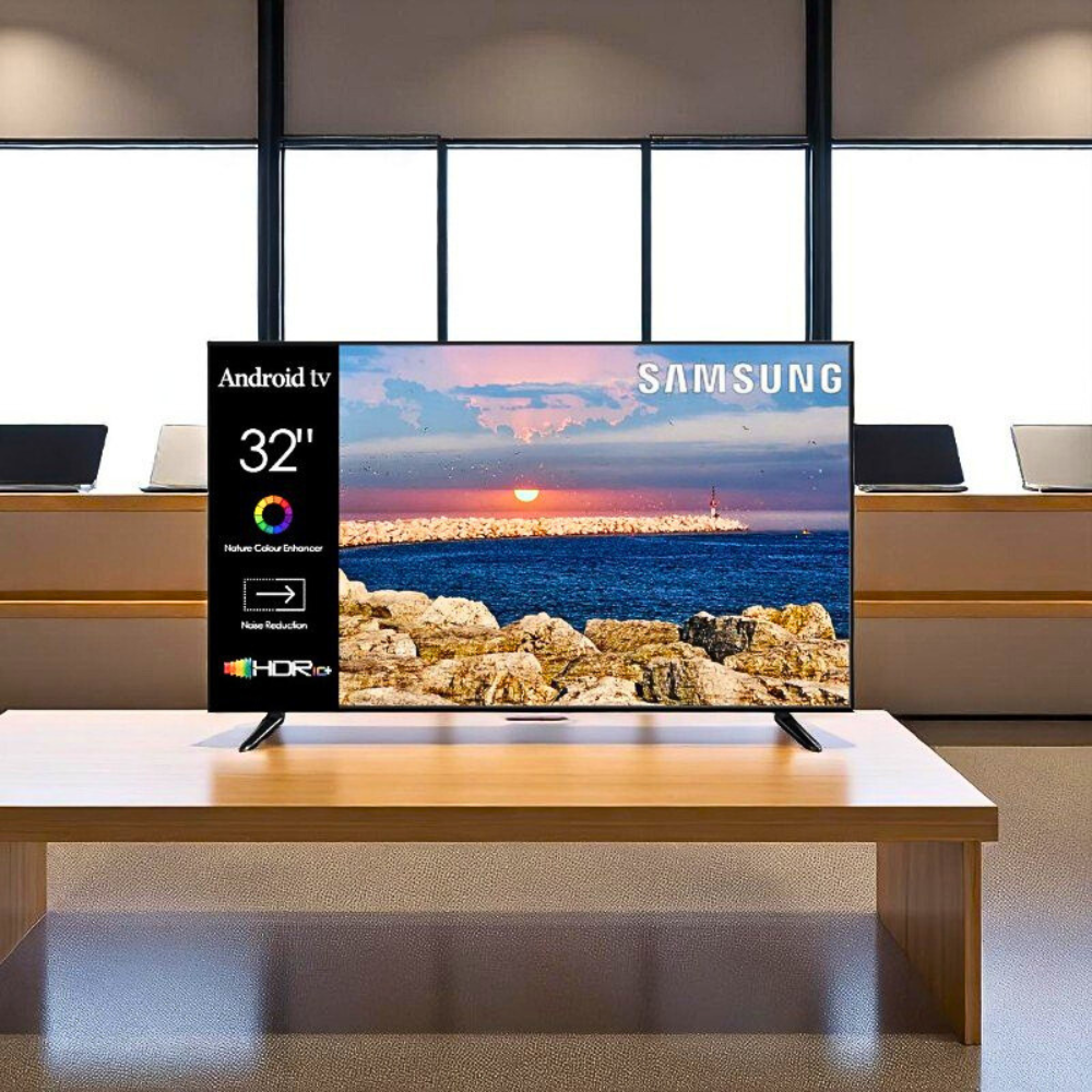 Телевізор Samsung 32 дюйми з кронштейном 4K UltraHD Smart TV Android 14 Wi-Fi Bluetooth Плазмовий телевізор з яскравим екраном, фото 1