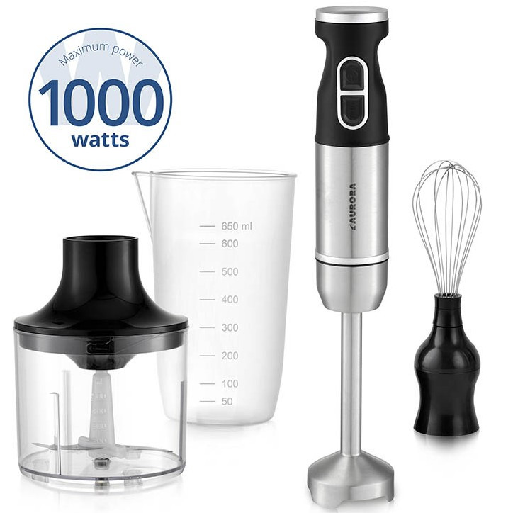Потужний занурюваний блендер 1000 Вт з чашею, мірним стаканом і подрібнювачем (AU-3358), фото 1