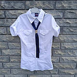 Блуза біла з синьою краваткою, Туреччина, фото 3