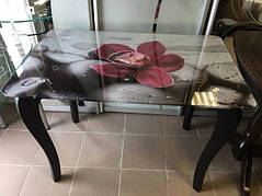 Скляний стіл для кухні з малюнком ДКС Класик Антонік, колір на вибір