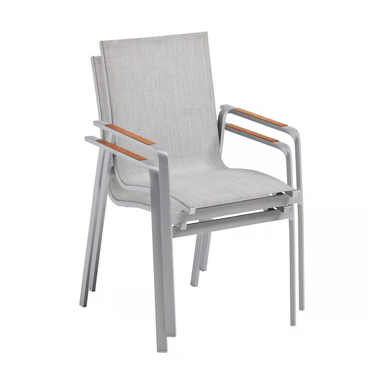 Стілець з тиковими підлокітниками Diamond, сріблястий, KETTLER