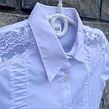 Блуза шкільна біла, короткий рукав з гіпюром, фото 3